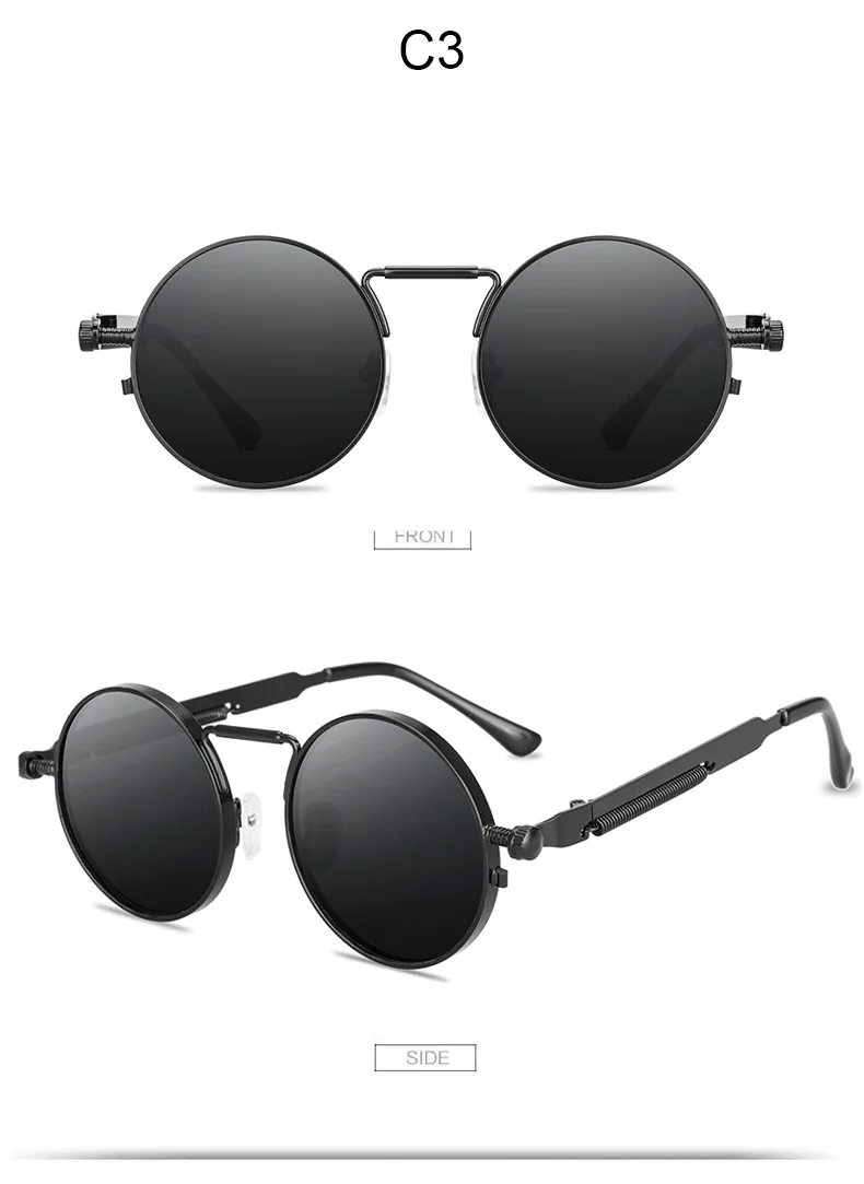 Xinfeite солнцезащитные очки, новинка, стимпанк, металлическая круглая оправа, цветное покрытие, UV400, для путешествий, для улицы, солнцезащитные очки для мужчин и женщин, X563 - Цвет линз: 3