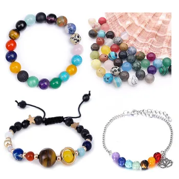 

8mm 30pcs Mix Color Round Natural Stone Beads Loose Bead Spacer Ball Beads Diy Needlework Bracelet for Jewelry Making