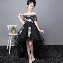 Children Birthday Formal Dress Autumn And Winter New Style Girls Nobility Fashion Catwalks Black And White with Pattern Tai