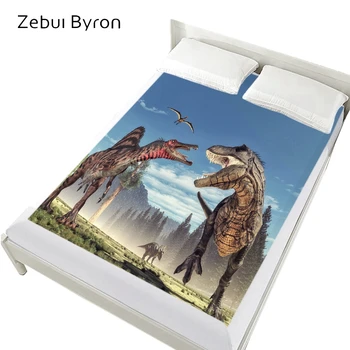 

3D Bed Sheets On Elastic Band Bed,Cartoon Fitted Sheet,Mattress Cover for Children/kids.Bedsheet Bedding Tyrannosaurus dinosaur