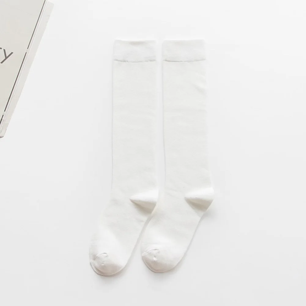 White 1 пара носков для женщин, хлопковые длинные носки на осень и зиму, Harajuku Look, женские повседневные теплые носки, женские однотонные носки, 7 цветов - Цвет: White