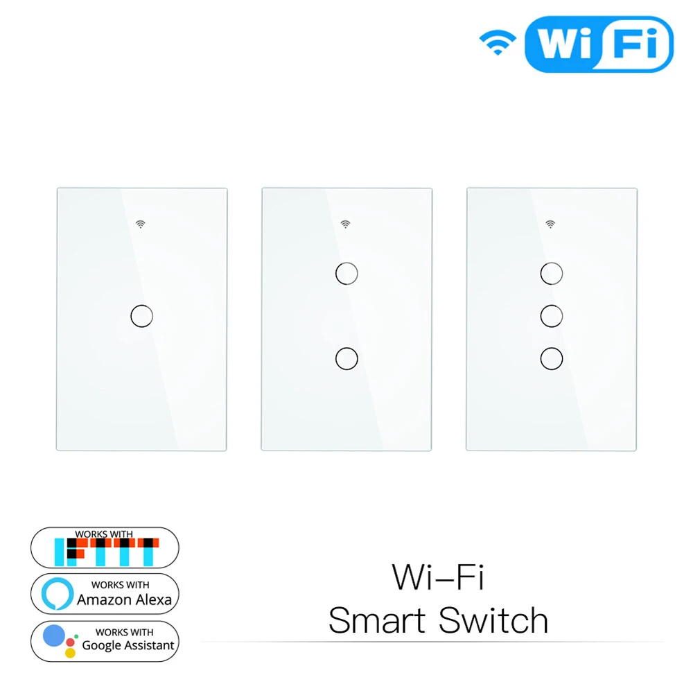 

US Wifi Switch Tuya App Remote Control Wall Light Controller Smart Home Automation Touch Switch 1G 2G 3G 4G Voice Control Tmall