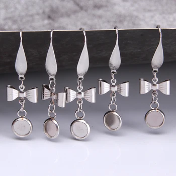 

10Pcs Stainless Steel Woman Earring Cabochon Base Blank Fit 6 10 14mm Ear Hook DIY Accessories Jewelry Making Findings