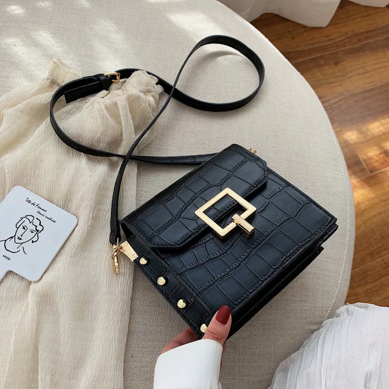 

Stone Pattern PU Leather Crossbody Bags For Women 2020 Small Lock Shoulder Messenger Bag Lady Travel Handbags And Purses