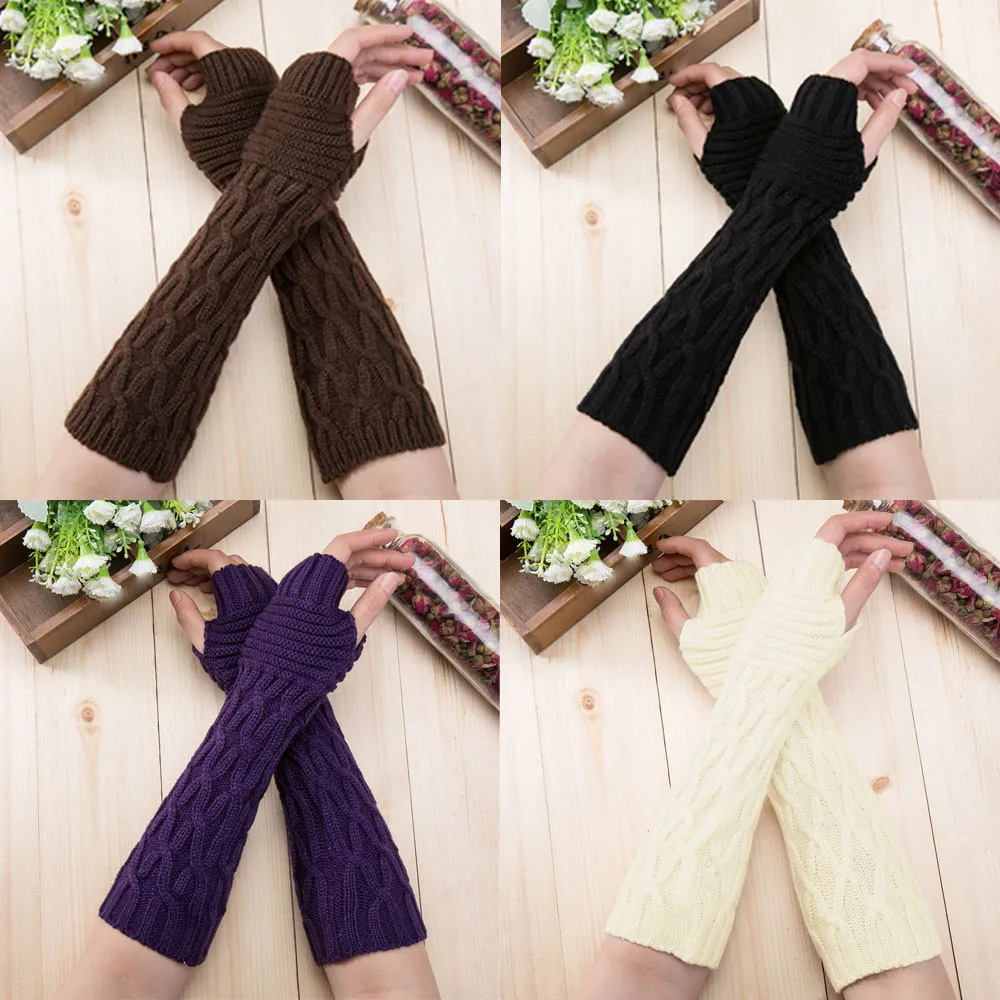 

Fashion New Women Girl Winter Hand Wrist Arm Gloves Warmer Knitted Long Fingerless Gloves Mitten Guantes Invierno Mujer Luvas