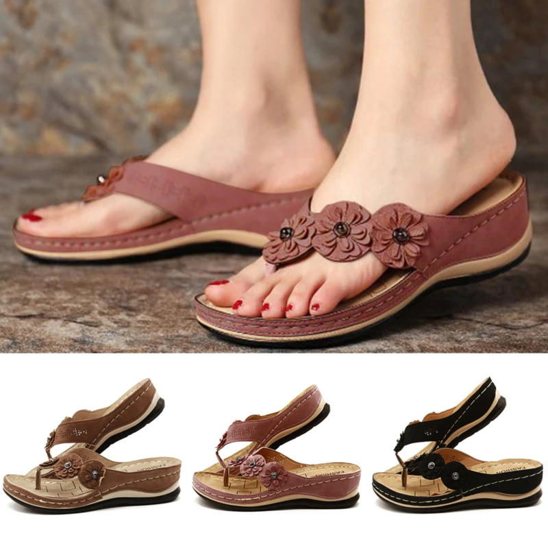 Women Platform Slide Sandals,Ladies Summer Fashion Flowers Casual Flip Flops Non-Slip Wedges Beach Slippers Women Platform Slide Sandals,Ladies Summer Fashion Flowers Casual Flip Flops Non-Slip Wedges Beach Slippers