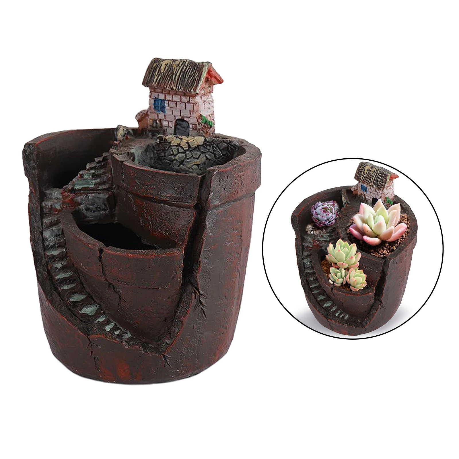 Creative Plants Pot Mini Fairy Garden and Sweet House for Decoration, Adorable Succulent Plants Pot