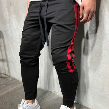 

2019 new men's sports running pants Hip hop Sweatswear Pants Printing Side Stripe Pockets Retro jogging pants men sweatpants