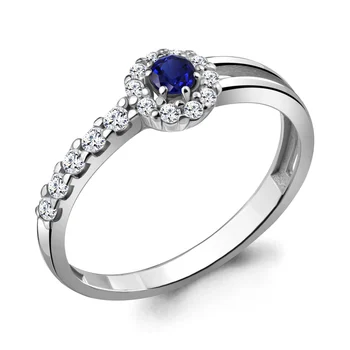 

Ring AQUAMARINE with nanosapfirom, cubic zirconia, silver 925