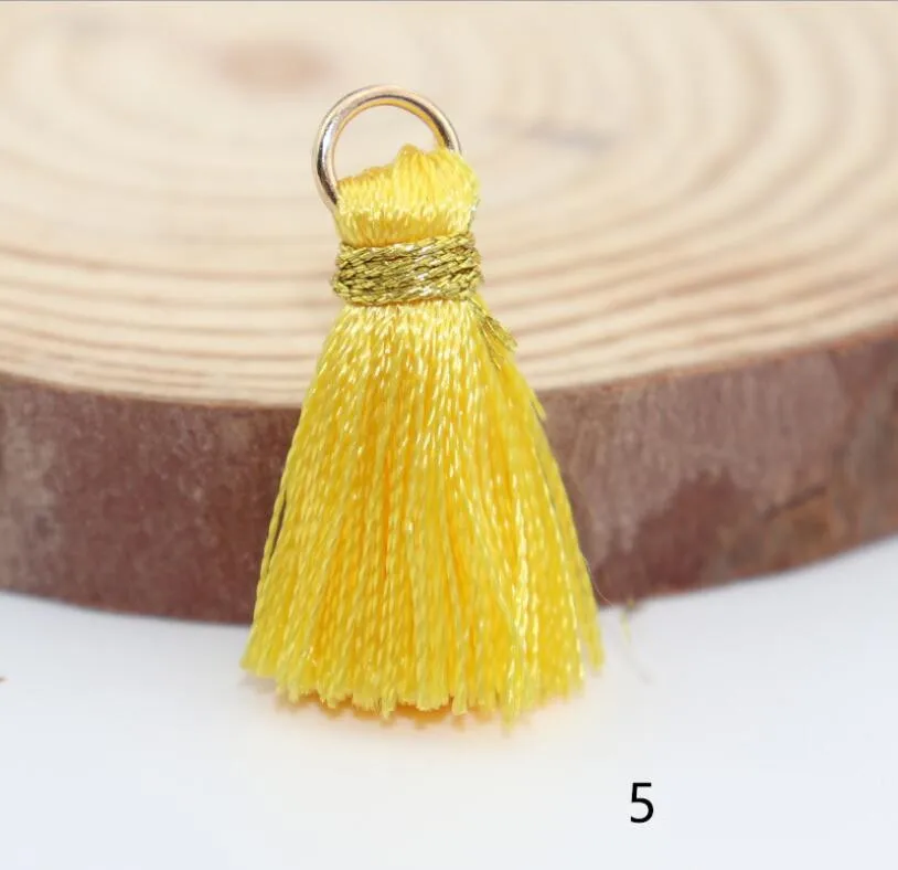 05 Gold Color 10 шт. 2 см красочные полиэфирные кисточки мини-кисточка бахрома ювелирные аксессуары-кулоны застежки для сережек DIY материал декор кисточкой Кружева - Цвет: 05 Gold Color