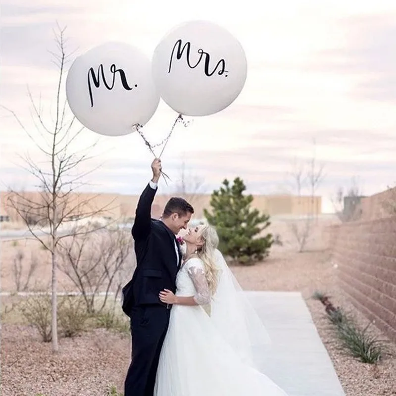 Большой размер 36 дюймов Mr Mrs белые латексные воздушные шары для свадебной вечеринки, свадебные вечерние воздушные шарики для свадьбы
