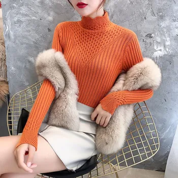 

33 qiu dong Cultivate morality F1862 lace half a turtle neck sweater elastic twist render unlined upper garment