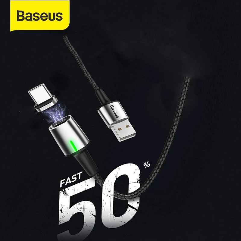 Baseus Магнитный кабель Micro USB Type C для iPhone Xiaomi Быстрая зарядка магнит Зарядное