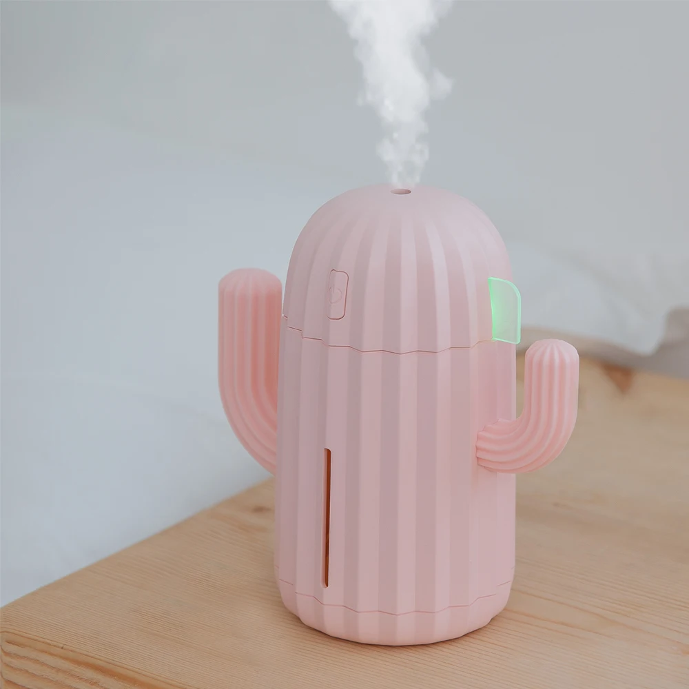 pink 340ML USB Ultrasonic Air Humidifier Cactus Timing Aromatherapy Oil Diffuser Essential Mist Maker Fogger Mini Aroma Atomizer - Цвет: pink