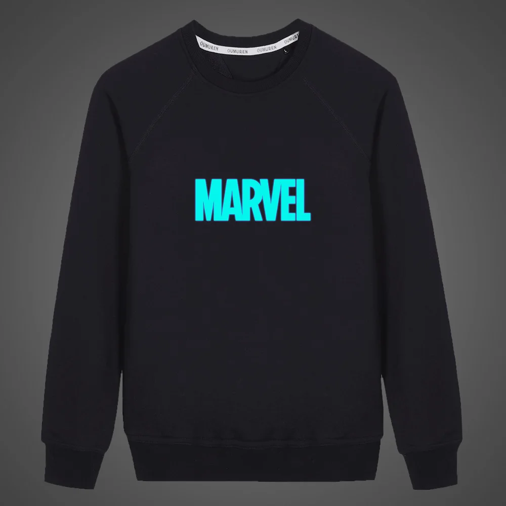 Флуоресцентная светящаяся толстовка с надписью «Marvel» и «мстители» для мальчиков и девочек; коллекция года; мужское осеннее пальто; толстовка унисекс; детская повседневная толстовка с круглым вырезом