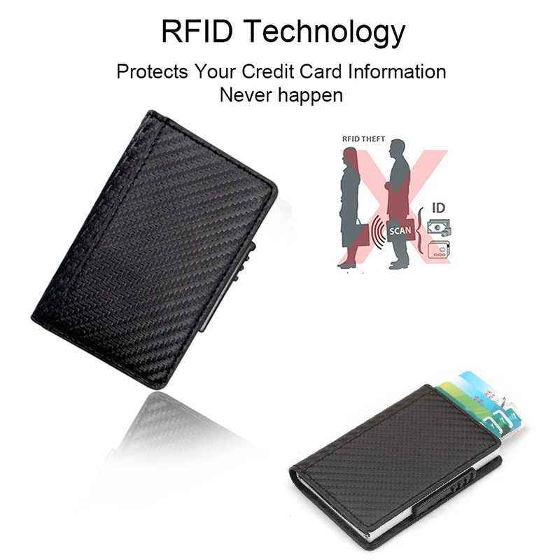 DIENQI карбоновый кожаный держатель для карт Aluminiuml RFID блокирующая сумка кредитных