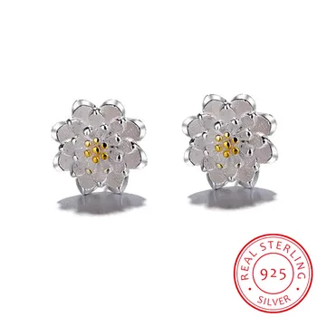 

New Design 925 Sterling Silver Lotus Flower Earrings For Women Girls Gift Hot Sale Fashion sterling-silver-jewelry