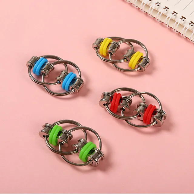 Stress Reliever Toys  Anti Anxiety Key Ring Decompression Chain Fingertip Toy Anxiety Relief Fun Game Divert Attention Metal 6