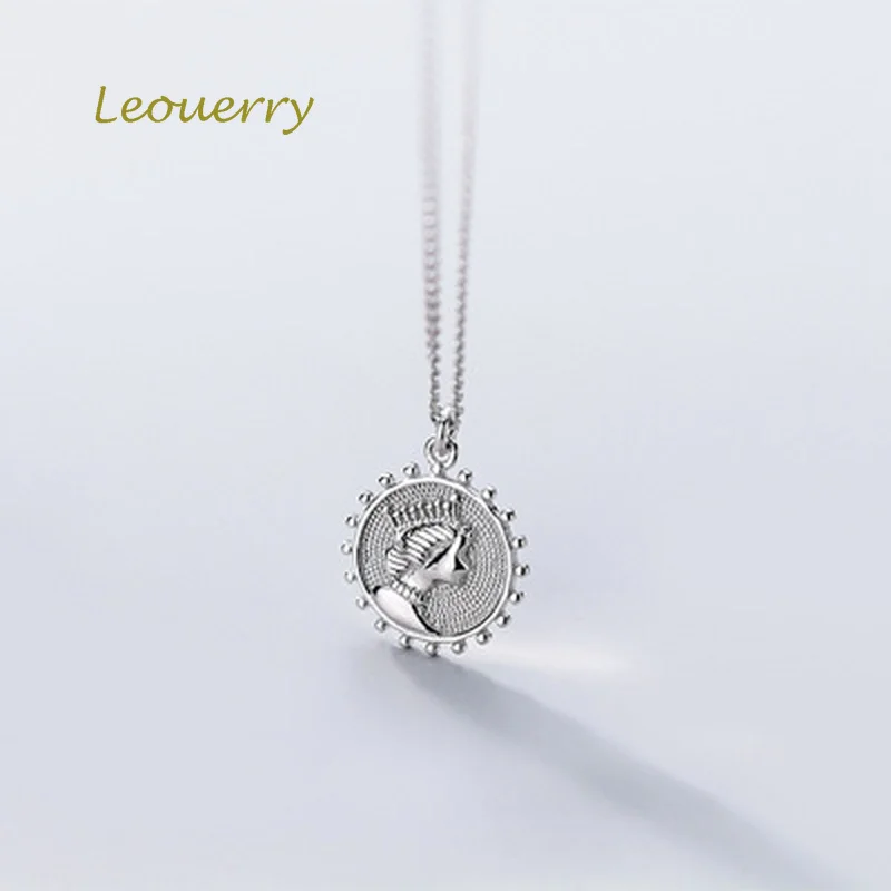 Leouerry, золотое, серебряное, 925 пробы, серебряное, Elizabeth Avatar, круглое ожерелье с кулонами в виде монет для женщин, очаровательные серебряные ювелирные изделия 925