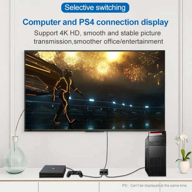 Двухнаправленный HDMI 2,0 кабель переключатель сплиттер концентратор Plug And Play