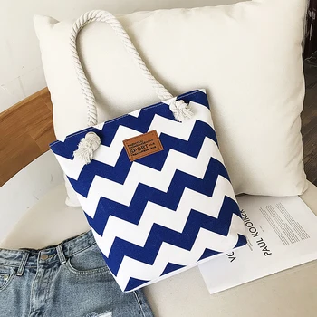 

2020 New Fashion Women Handbags Shoulder Bags Canvas Big High Quality Women Bags Beach Bags Tote Wavy stripes Handbags Summer