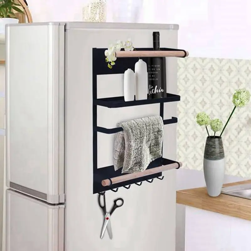 Kitchen Rack Fridge Magnetic Organizer -Design Paper Towel Holder, Rustproof Spice Jars Rack, Heavy-duty Refrigerator Shelf St Kitchen Rack Fridge Magnetic Organizer -Design Paper Towel Holder, Rustproof Spice Jars Rack, Heavy-duty Refrigerator Shelf St