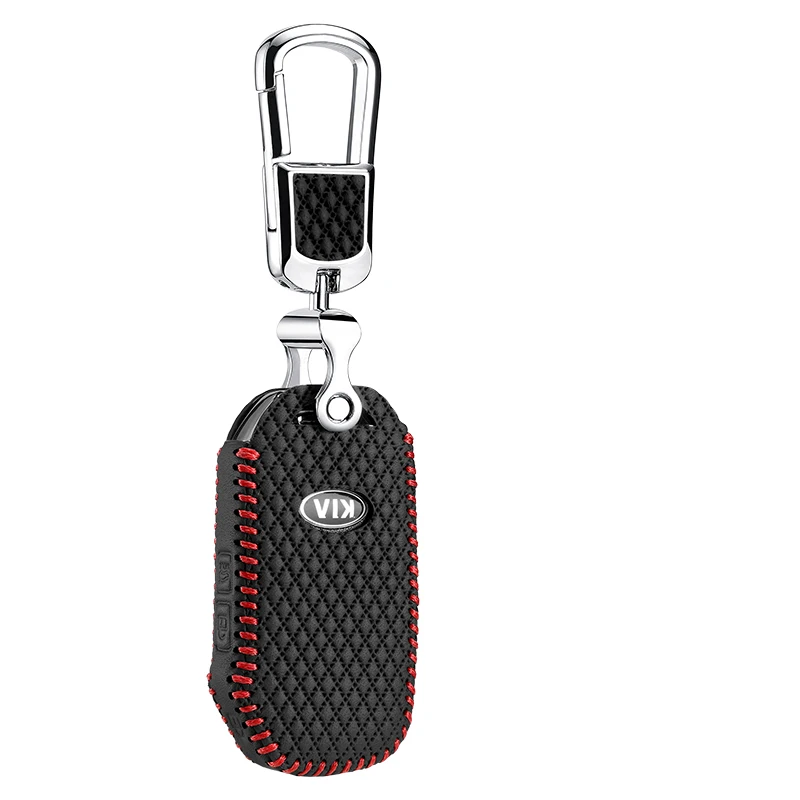 red line 1 Luckeasy кожаный чехол для ключей KIA sportage автомобильный чехол для ключей кошелек держатель для ключей key4y - Название цвета: red line 1