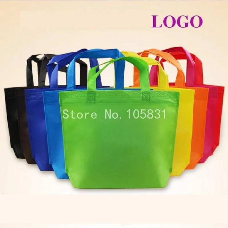 

100x Non-woven fabric bags with handle reusable non woven storage bag can customized logo printing 38*32*10cm