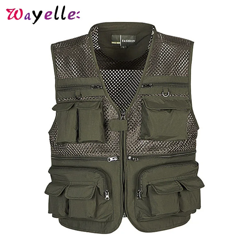 

Mens Winter Vest Photographer Waistcoat Mesh Vest Men 2019 Unloading Tactical Sleeveless Vest Coat Casual Tool Pockets Vest Men