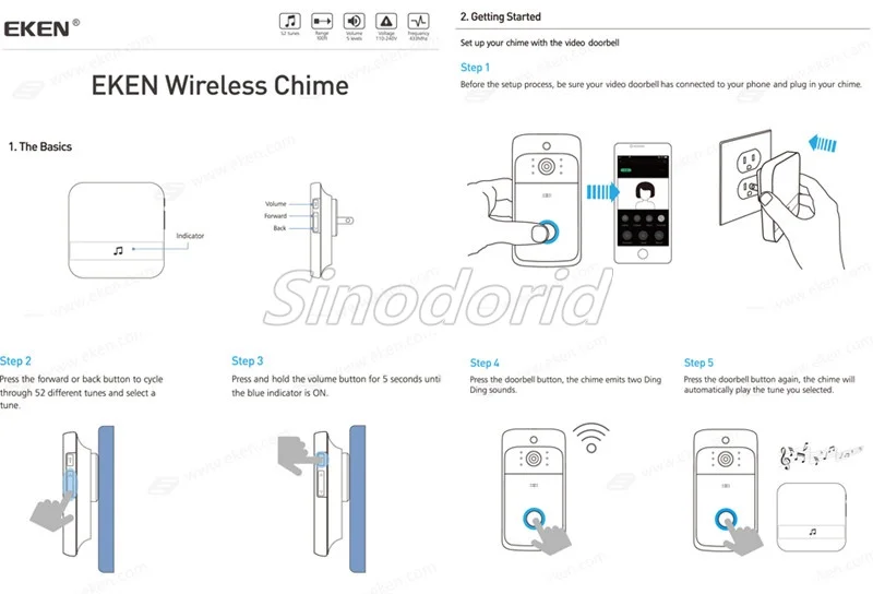 Eken V6 720P wifi видео дверной звонок домашний дверной звонок беспроводной видеодомофон Облачное хранилище двухстороннее аудио ночное видение