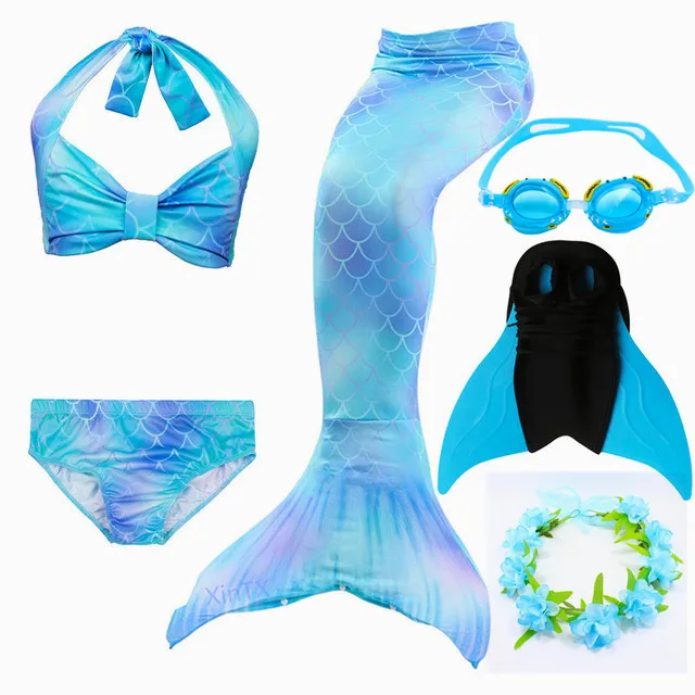 Детский купальник Русалочки бикини с ластами моноласт купальный костюм платье