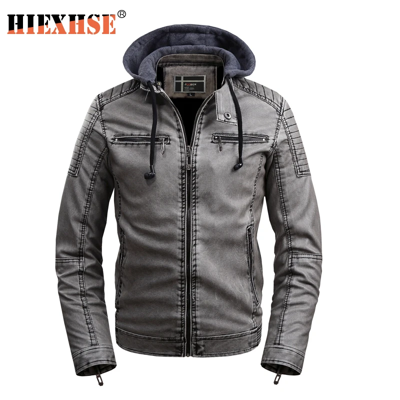 

Men Spring New Motorcycle Causal Vintage Leather Jacket Coat Men Autumn Outfit Fashion Biker Pocket Design PU Leather Jacket Men