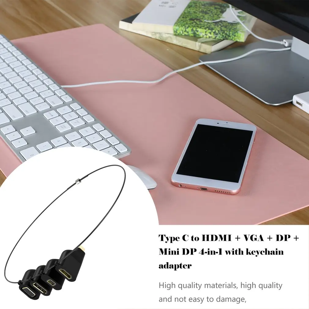 Тип C к HDMI 4K 60 Гц адаптер USB C к VGA DP Мини DP конвертер мужчин и женщин с брелком для MacBook Galaxy S9