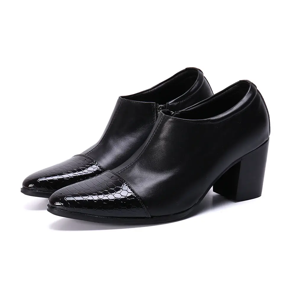 

sapato social masculino couro black patent leather mens shoes high heels male oxford crocodile classic office dress shoes men