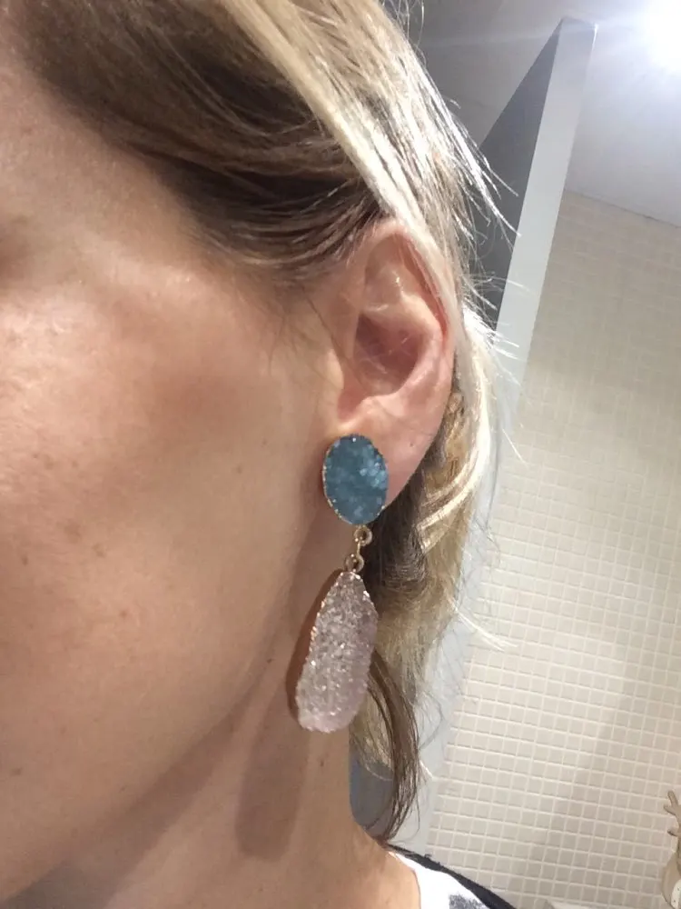 European Long Druzy Resin Drop Earrings For Women Jewelry Statement Geometric Big Eardrop Pendientes Mujer Moda 2019 Brinco (14)