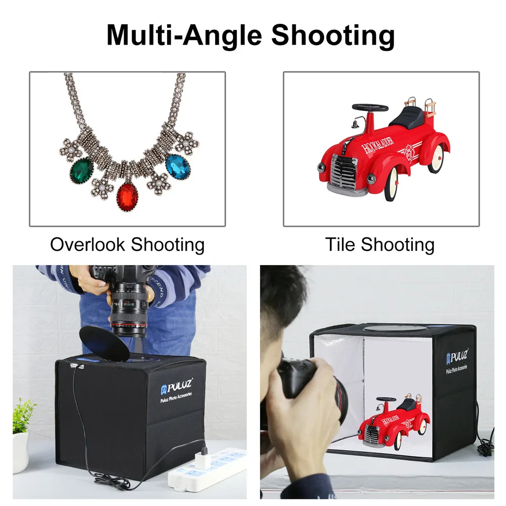 ⁦لايت بوكس محمول Mini Photography Softbox مع ضوء Ring LED Light قابل للتنظيم و 12 خلفية ملونة⁩ - الصورة ⁦6⁩