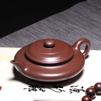 

Yixing famous xiao-lu li chang tao 】 pure handmade ceramic tea-pot authentic purple mud flat pot 290 cc