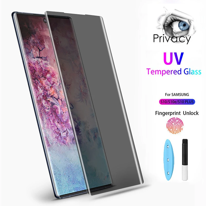 

Anti Peep Privacy Screen Protector For Samsung Galaxy Note 10 Pro 8 9 s10 S8 S9 Plus S10 + UV nano liquid Tempered Glass film