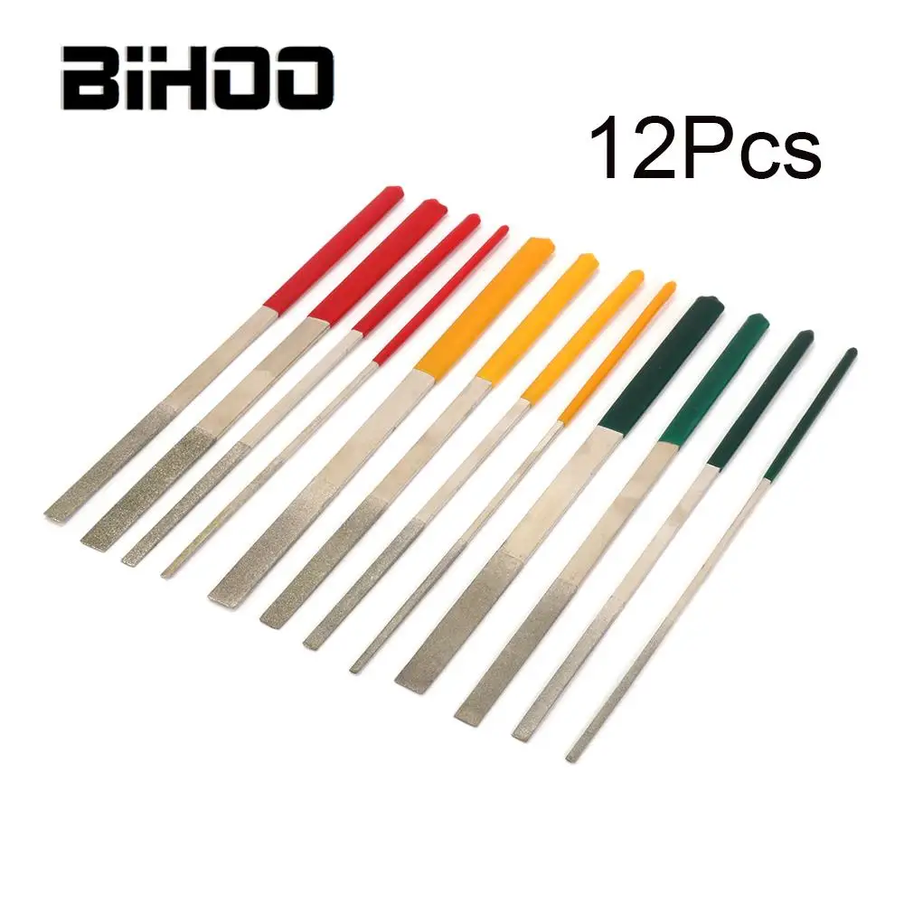 

12Pcs/Set Diamond File Set 2/4/6/8mm Width Hand Tools for Steel Wood Ceramic Glass Stone