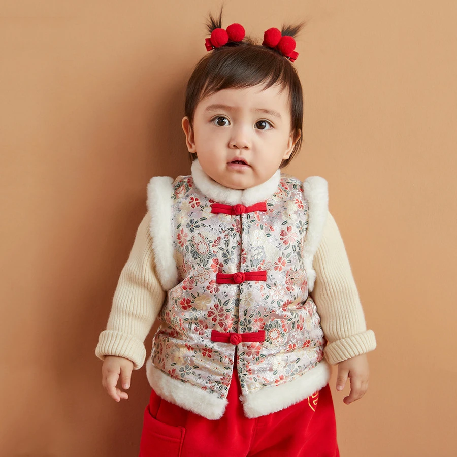 13colors Newborn Baby Chinese Style Cotton Vest Fur Tops Kids Girl Boy