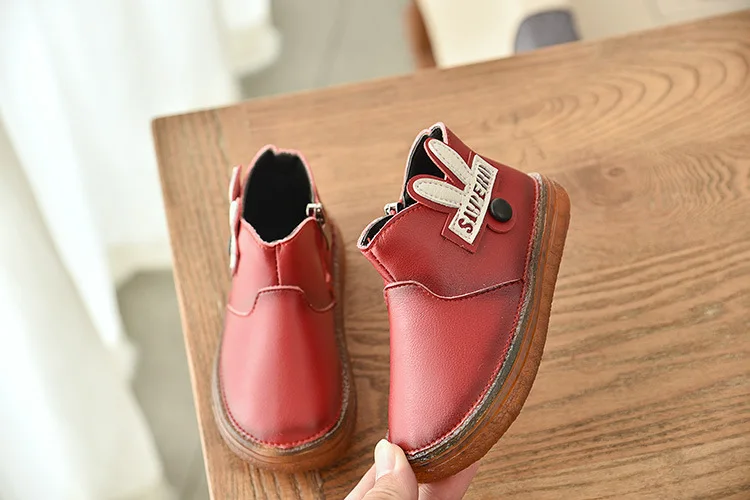 New children retro boots plus velvet girls boys waterproof Martin boots princess cotton shoes quality leather fashion zip