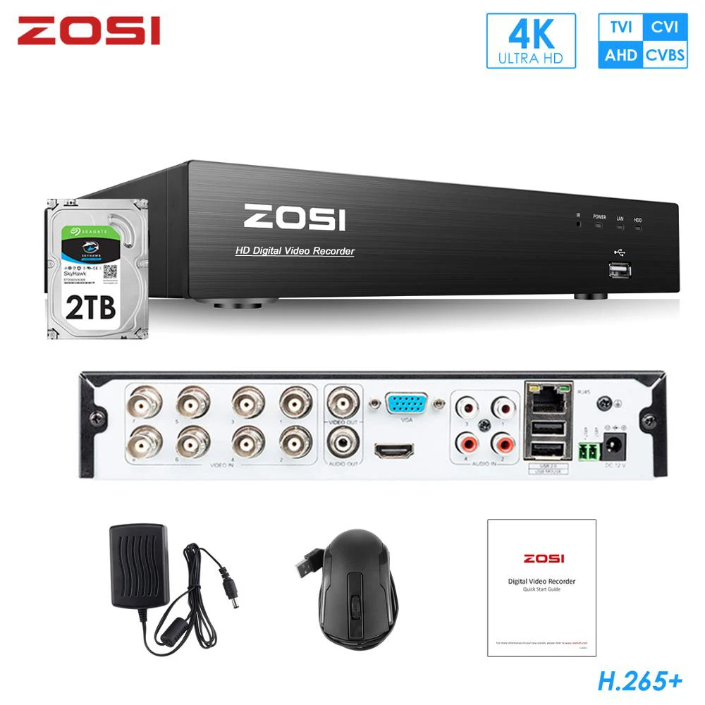 Камера видеонаблюдения ZOSI 4 канала 8 каналов H.265 AHD DVR Мп 1080P TVI HDMI