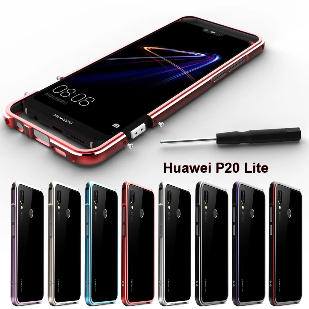 Цветной металлический чехол для Huawei P20 Lite бампер роскошный защитный из
