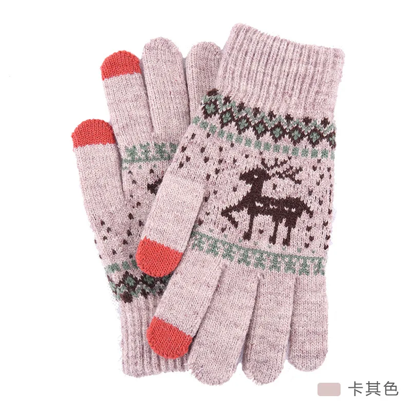 Популярные вязаные шерстяные перчатки для сенсорного экрана для женщин/мужчин теплые и плюшевые зимние перчатки для пар - Цвет: 06