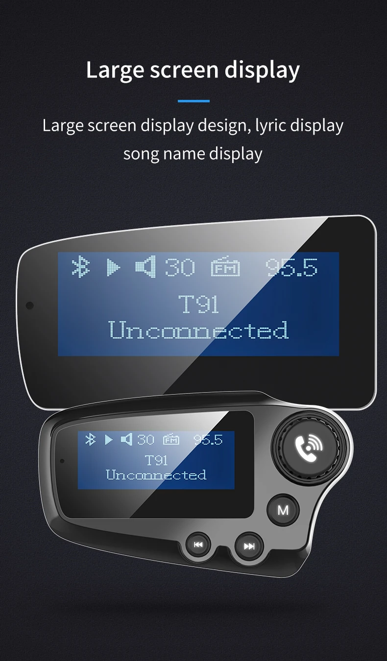 Rylybons Bluetooth 5,0 автомобильный комплект громкой связи fm-передатчик AUX аудио приемник автомобильный mp3-плеер QC3.0 Быстрая зарядка 1,8 дюймовый ЖК-экран