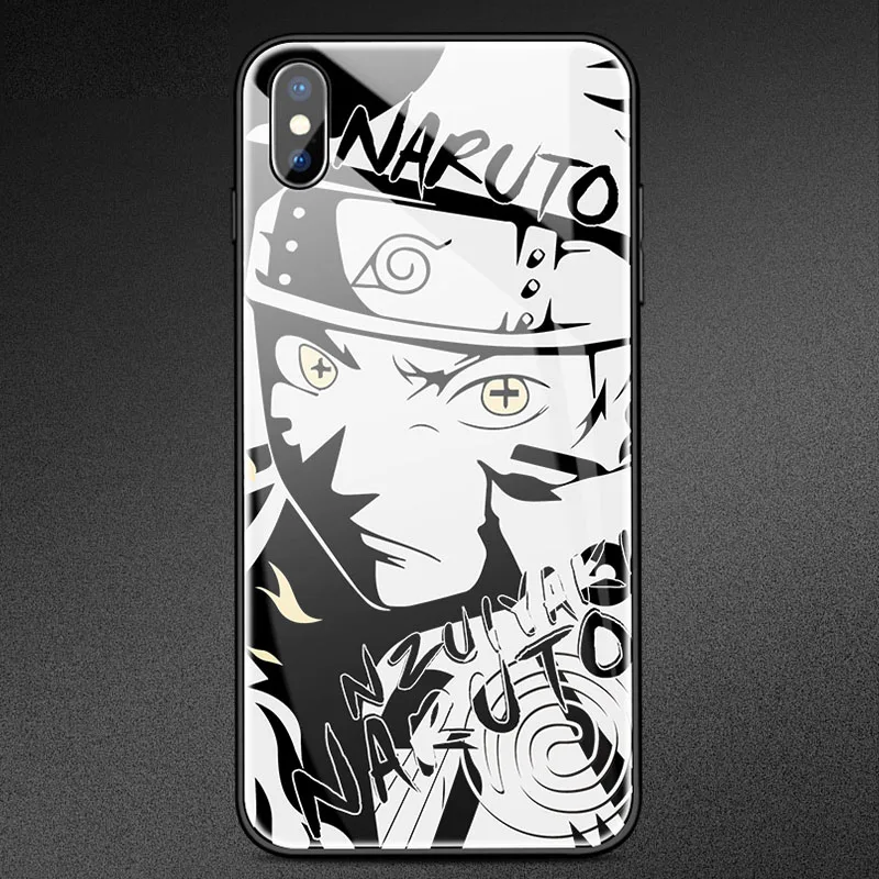 Мультфильм Наруто закаленное стекло чехол для телефона iPhone 11 Pro XSmax XR XS X 8 7 6s 6 Plus Роскошный чехол Funda Coque для iPhone 11Pro - Цвет: Pattern 1