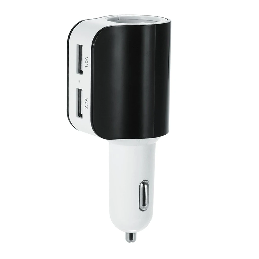 3.1A 2USB односторонняя розетка для автомобильного прикуривателя Разветвитель зарядное устройство - Название цвета: Black