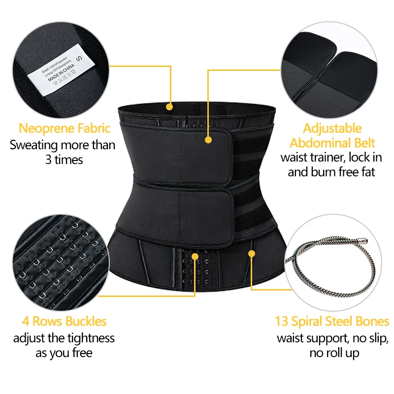 Women&Men Waist Trainer Belt Tummy Control Workout Waist Sauna Sweat Girdle Sport Waist Trimmer Slim Belly Band Slim Fat Burn