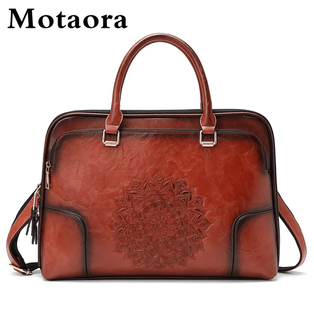 MOTAORA Women's Shoulder Bag Vintage Leather Handbag Ladies Chinese Style Embossed Messenger Bags Female High Quality Tote Bag 1