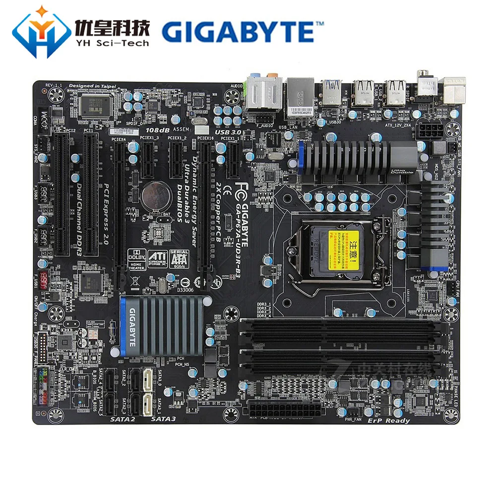 

Original Used Desktop Motherboard Gigabyte GA-P67A-UD3R-B3 P67 LGA 1155 Core i7/Core i5/Core i3/Pentium/Celeron 32G DDR3 ATX